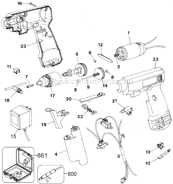 Page A Diagram and Parts List for TV200 Type 1 Black and Decker Cordless Drill